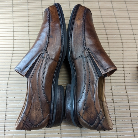 ECCO Brown Leather Slip On Loafers Mens 12E  EU 45 Casual Shoes Comfort - Picture 7 of 10